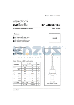 301URA200 datasheet - STANDARD RECOVERY DIODES