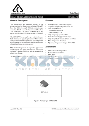 AP3602BKTR-E1 datasheet - 100mA REGULATED CHARGE PUMP