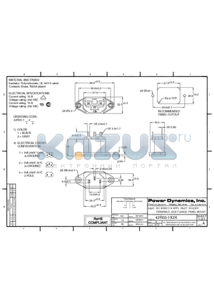 42R03-1122 datasheet - IEC 60320 C14 APPL. INLET; SOLDER TERMINALS; SIDE FLANGE, PANEL MOUNT