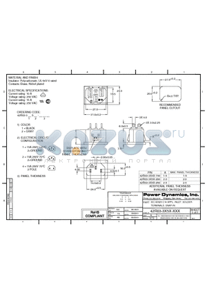 42R03-3154-200 datasheet - IEC 60320 C14 APPL. INLET; SOLDER TERMINALS; SNAP-IN