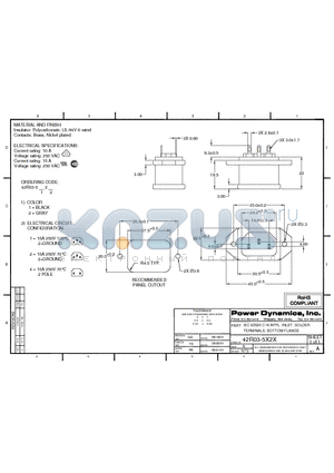 42R03-5124 datasheet - IEC 60320 C14 APPL. INLET; SOLDER TERMINALS; BOTTOM FLANGE