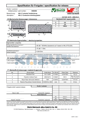 3020202 datasheet - WE-LT Leitende Textildichtung