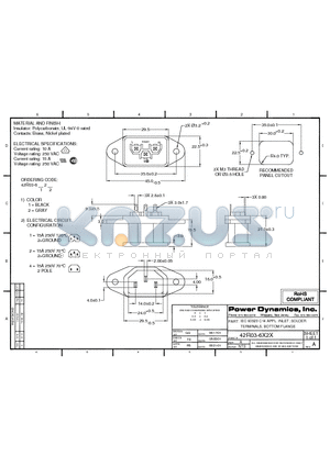 42R03-6224 datasheet - IEC 60320 C14 APPL. INLET; SOLDER TERMINALS; BOTTOM FLANGE