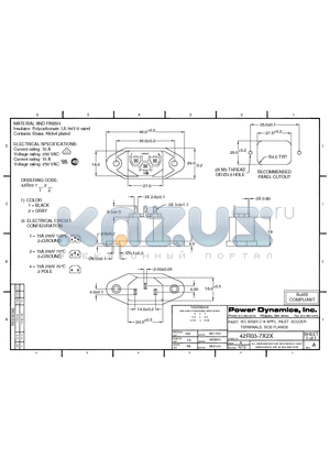 42R03-7121 datasheet - IEC 60320 C14 APPL. INLET; SOLDER TERMINALS; SIDE FLANGE