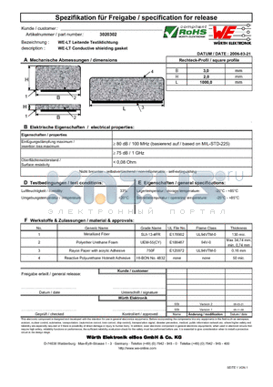 3020302 datasheet - WE-LT Leitende Textildichtung