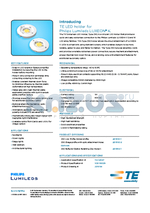 2213130 datasheet - TE LED holder for Philips Lumileds LUXEON^ K