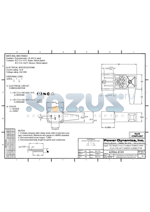 42R04-1111 datasheet - IEC 60320 C14 & C16 MALE POWER CORD PLUG; R/A LEFT HANDED CONNECTION