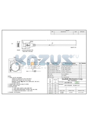 3021005-03 datasheet - USB 4P(A)/M - BLUNT CUT