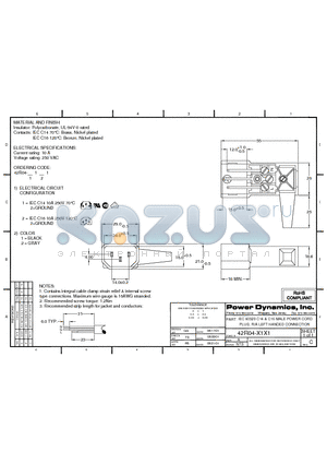 42R04-2111 datasheet - IEC 60320 C14 & C16 MALE POWER CORD PLUG; R/A LEFT HANDED CONNECTION