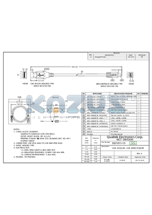 3021015-10 datasheet - USB 4P(A)/M - USB MINI 5P(B)/M