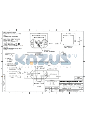 42R06-1111 datasheet - 16/20A IEC 60320 APPL. INLET; SCREW TERMINALS; SIDE FLANGE, PANEL MOUNT