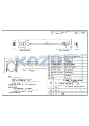 3021021-16 datasheet - USB 4P(A)/M - USB MINI 5P(B)/M