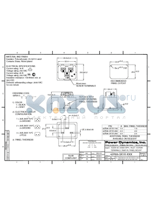 42R06-3111-150 datasheet - 16/20A IEC 60320 APPL. INLET; SCREW TERMINALS; SNAP-IN, PANEL MOUNT