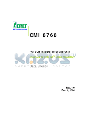 CMI8768 datasheet - PCI 8CH Integrated Sound Chip