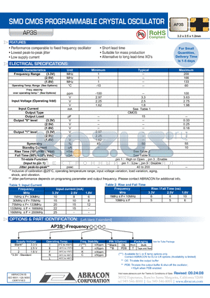 AP3S_08 datasheet - SMD CMOS PROGRAMMABLE CRYSTAL OSCILLATOR