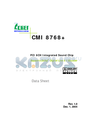 CMI8768+ datasheet - PCI 8CH Integrated Sound Chip