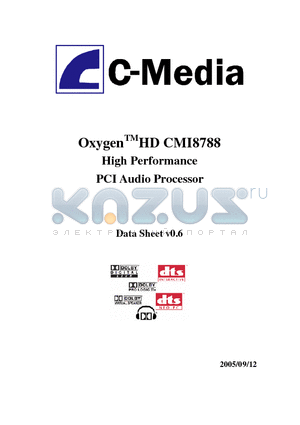 CMI8788 datasheet - High Performance PCI Audio Processor