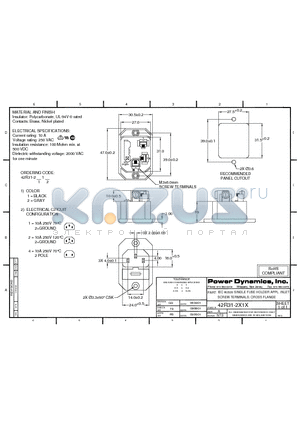 42R31-2111 datasheet - IEC 60320 SINGLE FUSE HOLDER APPL. INLET; SCREW TERMINALS; CROSS FLANGE