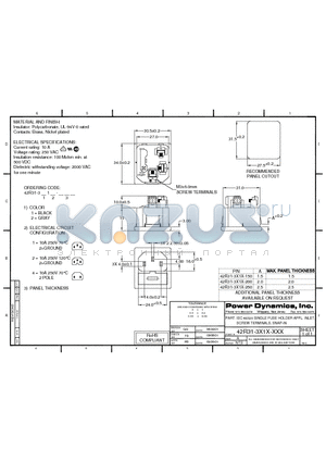 42R31-3111-150 datasheet - IEC 60320 SINGLE FUSE HOLDER APPL. INLET; SCREW TERMINALS; SNAP-IN