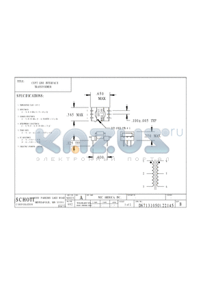 22145 datasheet - CEPT LINE INTERFACE TRANSFORMER