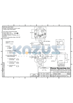 42R32-1211 datasheet - IEC 60320 SINGLE FUSE HOLDER APPL. INLET; QUICK CONNECT TERMINALS; SIDE FLANGE