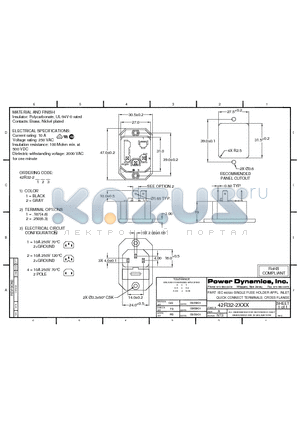 42R32-2111 datasheet - IEC 60320 SINGLE FUSE HOLDER APPL. INLET; QUICK CONNECT TERMINALS; CROSS FLANGE