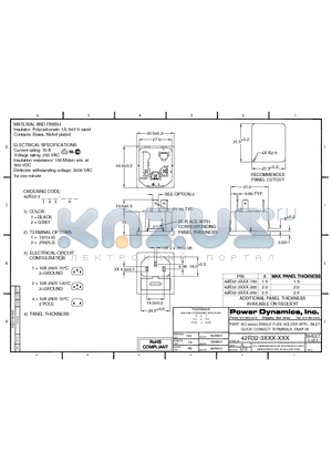 42R32-3112-200 datasheet - IEC 60320 SINGLE FUSE HOLDER APPL. INLET; QUICK CONNECT TERMINALS; SNAP-IN