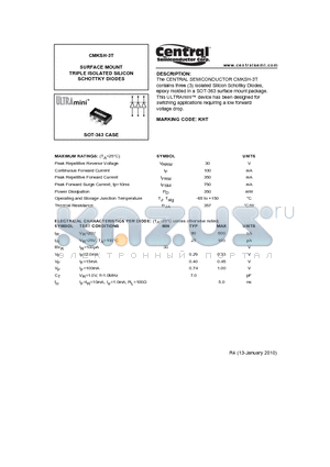 CMKSH-3T_10 datasheet - SURFACE MOUNT TRIPLE ISOLATED SILICON SCHOTTKY DIODES