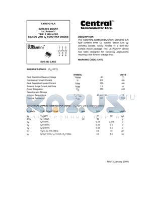 CMKSH2-4LR datasheet - SURFACE MOUNT ULTRAmini TRIPLE ISOLATED SILICON LOW VF SCHOTTKY DIODES
