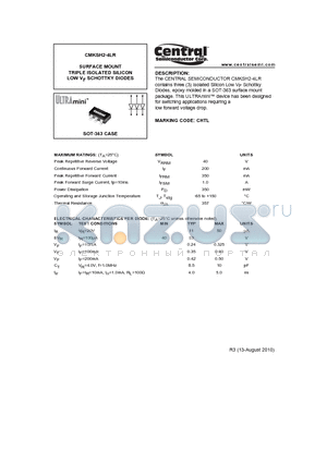 CMKSH2-4LR_10 datasheet - SURFACE MOUNT TRIPLE ISOLATED SILICON LOW VF SCHOTTKY DIODES