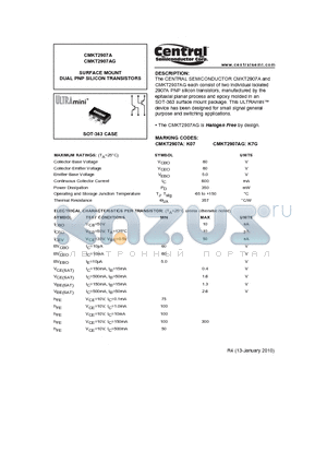 CMKT2907A_10 datasheet - SURFACE MOUNT DUAL PNP SILICON TRANSISTORS