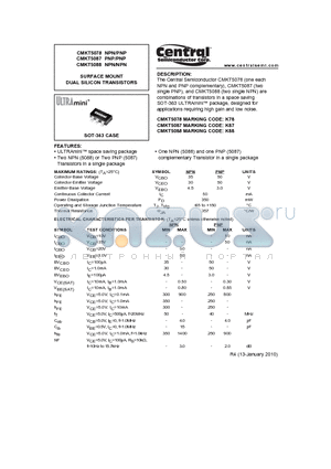 CMKT5078 datasheet - SURFACE MOUNT DUAL SILICON TRANSISTORS