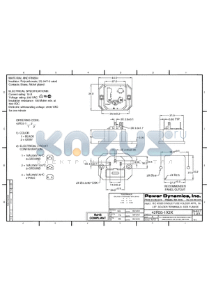 42R33-1121 datasheet - IEC 60320 SINGLE FUSE HOLDER APPL. INLET; SOLDER TERMINALS; SIDE FLANGE