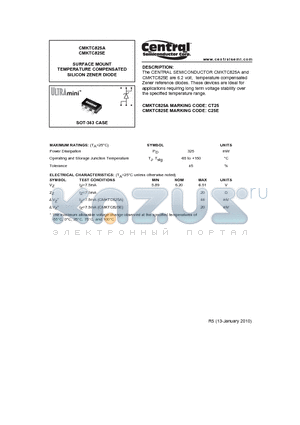 CMKTC825A datasheet - SURFACE MOUNT TEMPERATURE COMPENSATED SILICON ZENER DIODE