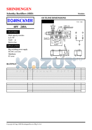 D240SC6MH datasheet - Schottky Rectifiers (SBD) (60V 240A)