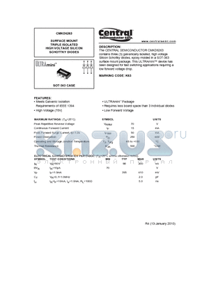 CMKD6263_10 datasheet - SURFACE MOUNT TRIPLE ISOLATED HIGH VOLTAGE SILICON SCHOTTKY DIODES