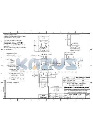 42R33-3124-150 datasheet - IEC 60320 SINGLE FUSE HOLDER APPL. INLET; SOLDER TERMINALS; SNAP-IN