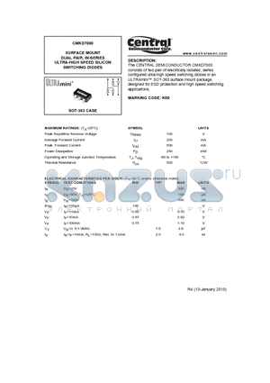 CMKD7000_10 datasheet - SURFACE MOUNT DUAL PAIR, IN-SERIES ULTRA-HIGH SPEED SILICON SWITCHING DIODES