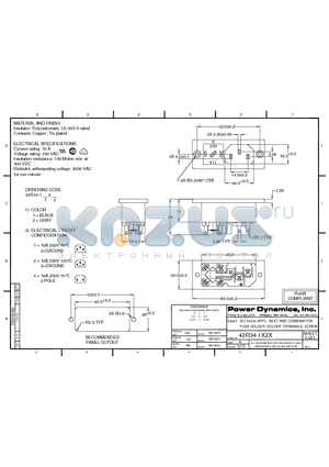 42R34-1121 datasheet - IEC 60320 APPL. INLET AND COMBINATION FUSE HOLDER; SOLDER TERMINALS; SCREW