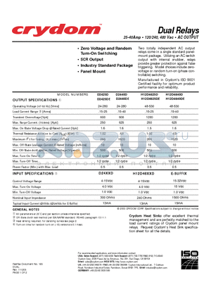 D2425DE datasheet - 25-40Amp 120/240, 480 Vac AC OUTPUT