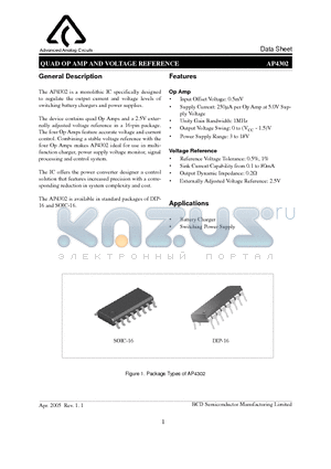 AP4302 datasheet - QUAD OP AMP AND VOLTAGE REFERENCE