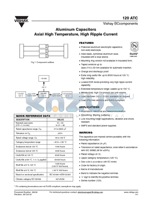 222212015152 datasheet - Aluminum Capacitors Axial High Temperature, High Ripple Current