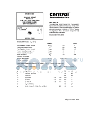 CMLD4448DO datasheet - DUAL, ISOLATED, OPPOSING HIGH SPEED SILICON SWITCHING DIODES