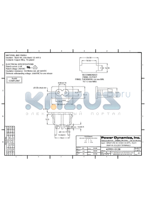 42R51-5128 datasheet - MINIATURE IEC 60320 C8 APPL. INLET; SNAP-IN, SOLDER TERMINALS