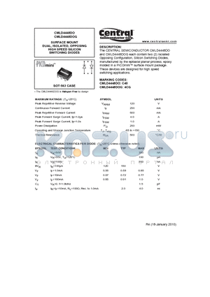 CMLD4448DO datasheet - SURFACE MOUNT DUAL, ISOLATED, OPPOSING HIGH SPEED SILICON SWITCHING DIODES