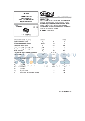 CMLD6001_10 datasheet - SURFACE MOUNT DUAL, ISOLATED LOW LEAKAGE SILICON SWITCHING DIODES