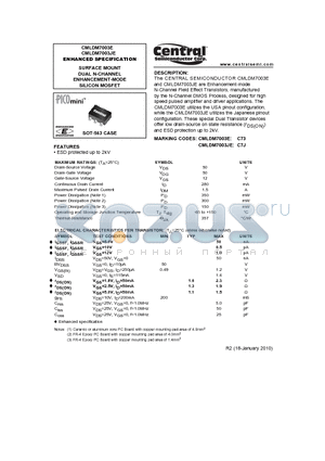 CMLDM7003E datasheet - SURFACE MOUNT DUAL N-CHANNEL ENHANCEMENT-MODE SILICON MOSFET