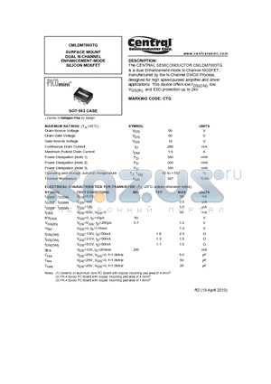 CMLDM7003TG datasheet - SURFACE MOUNT DUAL N-CHANNEL ENHANCEMENT-MODE SILICON MOSFET