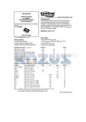 CMLDM7120G datasheet - SURFACE MOUNT N-CHANNEL ENHANCEMENT-MODE SILICON MOSFET