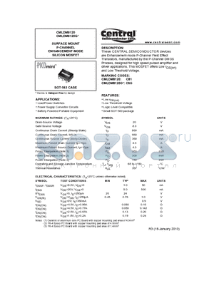 CMLDM8120 datasheet - SURFACE MOUNT P-CHANNEL ENHANCEMENT-MODE SILICON MOSFET